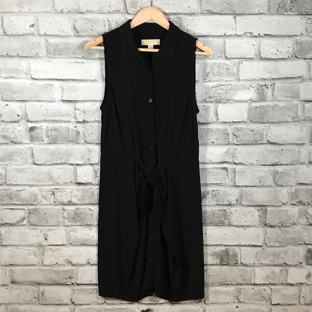 Michael Kors Sleeveless Button Up Front with Sash Tie Waist
